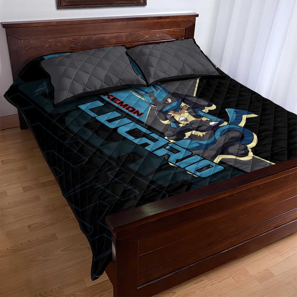 Lucario Poké Quilt Bed Set Edgy Retro Anime Style