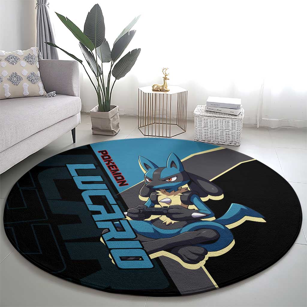 Lucario Poké Round Carpet Edgy Retro Anime Style