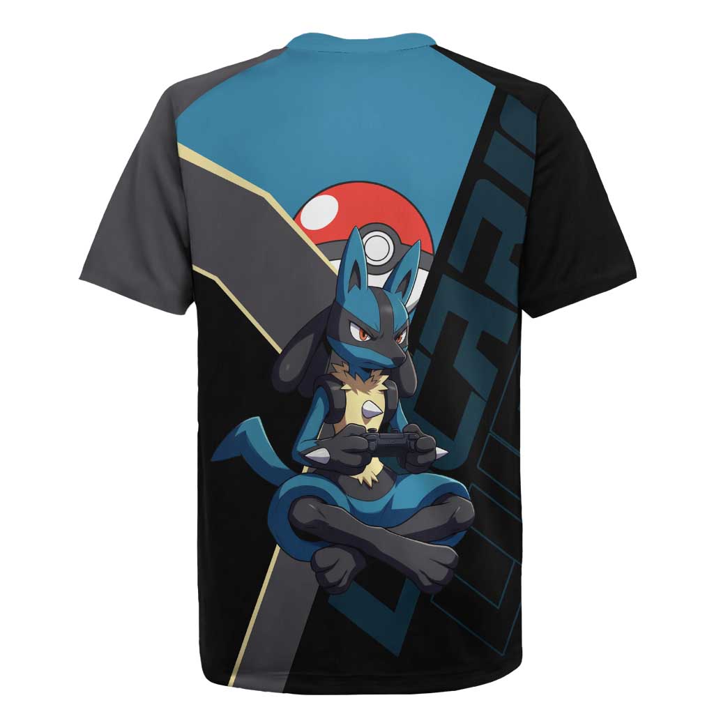 Lucario Poké Rugby Jersey Edgy Retro Anime Style