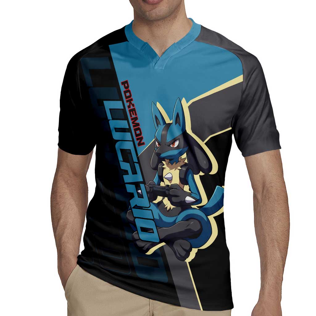 Lucario Poké Rugby Jersey Edgy Retro Anime Style