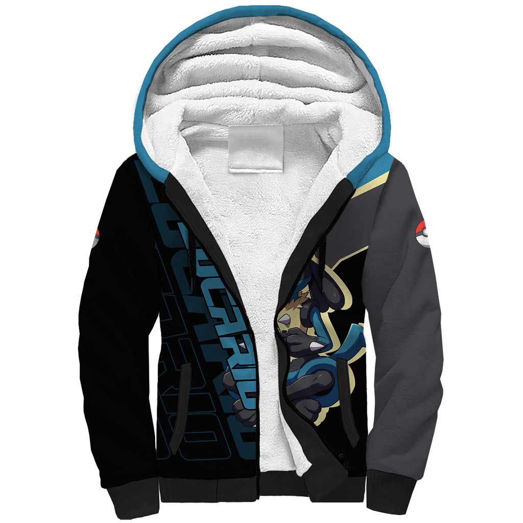 Lucario Poké Sherpa Hoodie Edgy Retro Anime Style