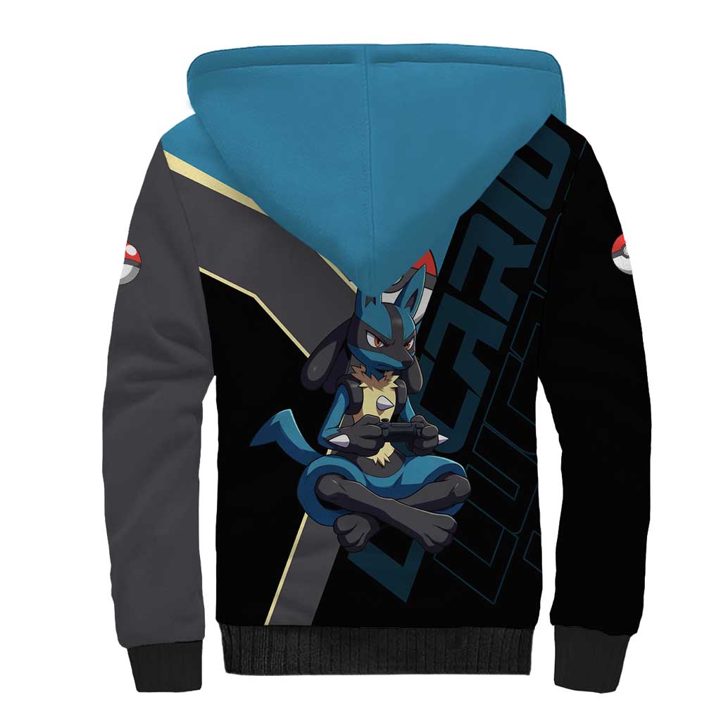 Lucario Poké Sherpa Hoodie Edgy Retro Anime Style