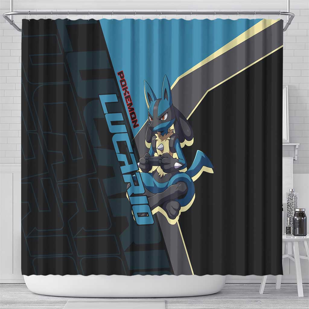 Lucario Poké Shower Curtain Edgy Retro Anime Style