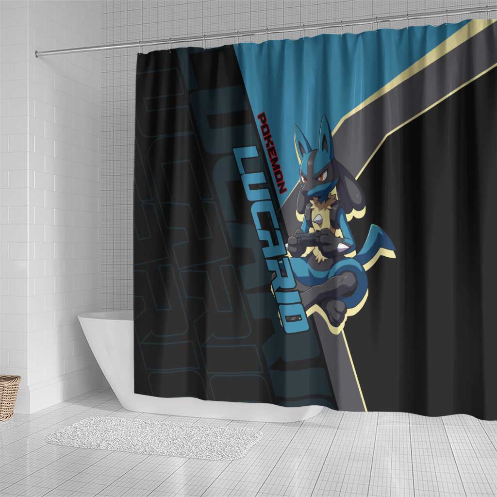 Lucario Poké Shower Curtain Edgy Retro Anime Style