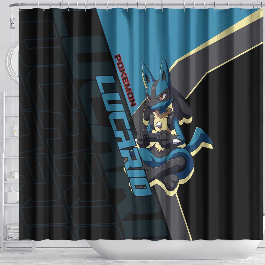 Lucario Poké Shower Curtain Edgy Retro Anime Style
