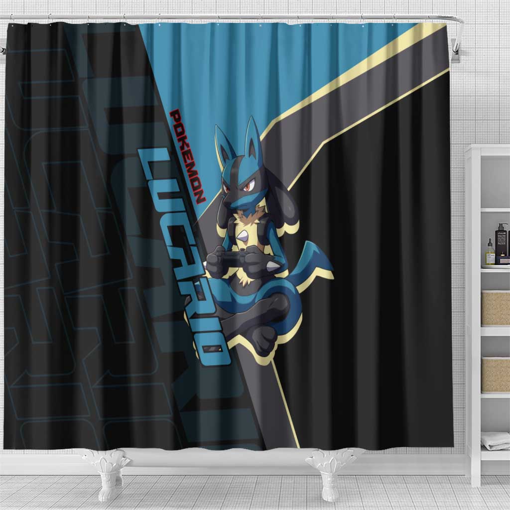 Lucario Poké Shower Curtain Edgy Retro Anime Style