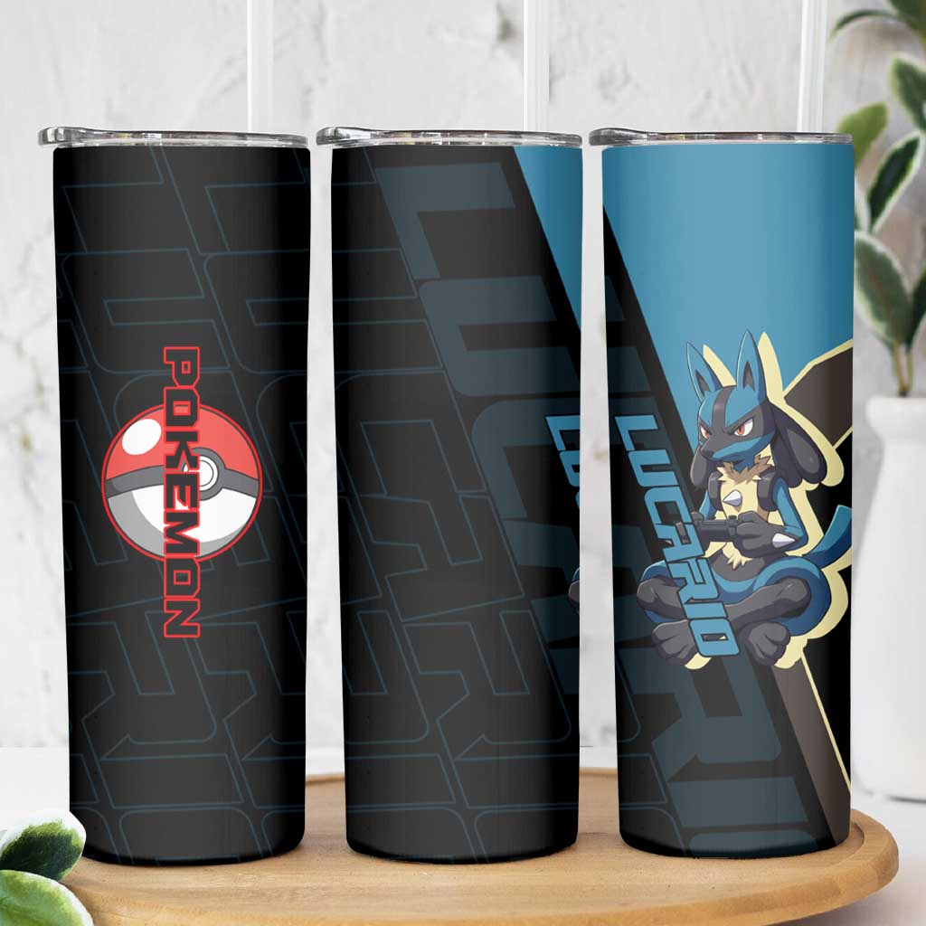 Lucario Poké Skinny Tumbler Edgy Retro Anime Style