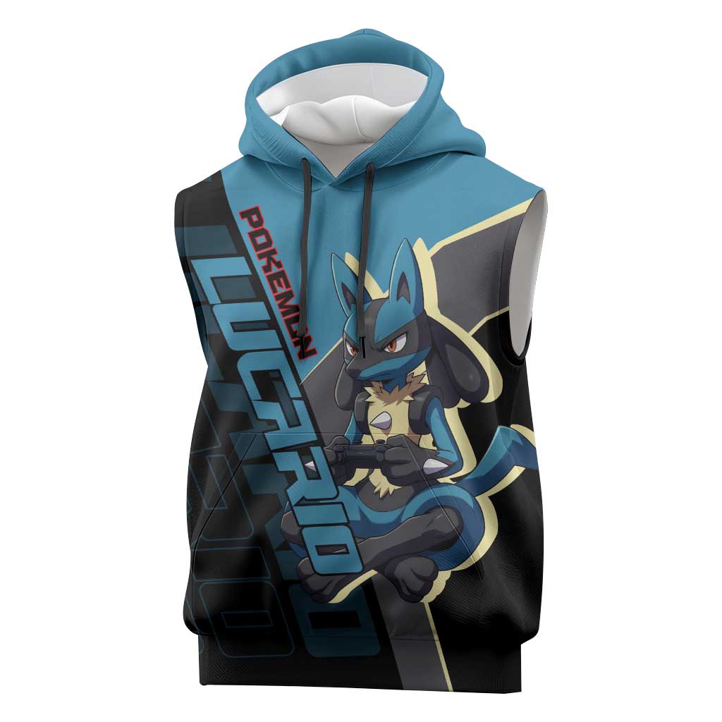 Lucario Poké Sleeveless Hoodie Edgy Retro Anime Style