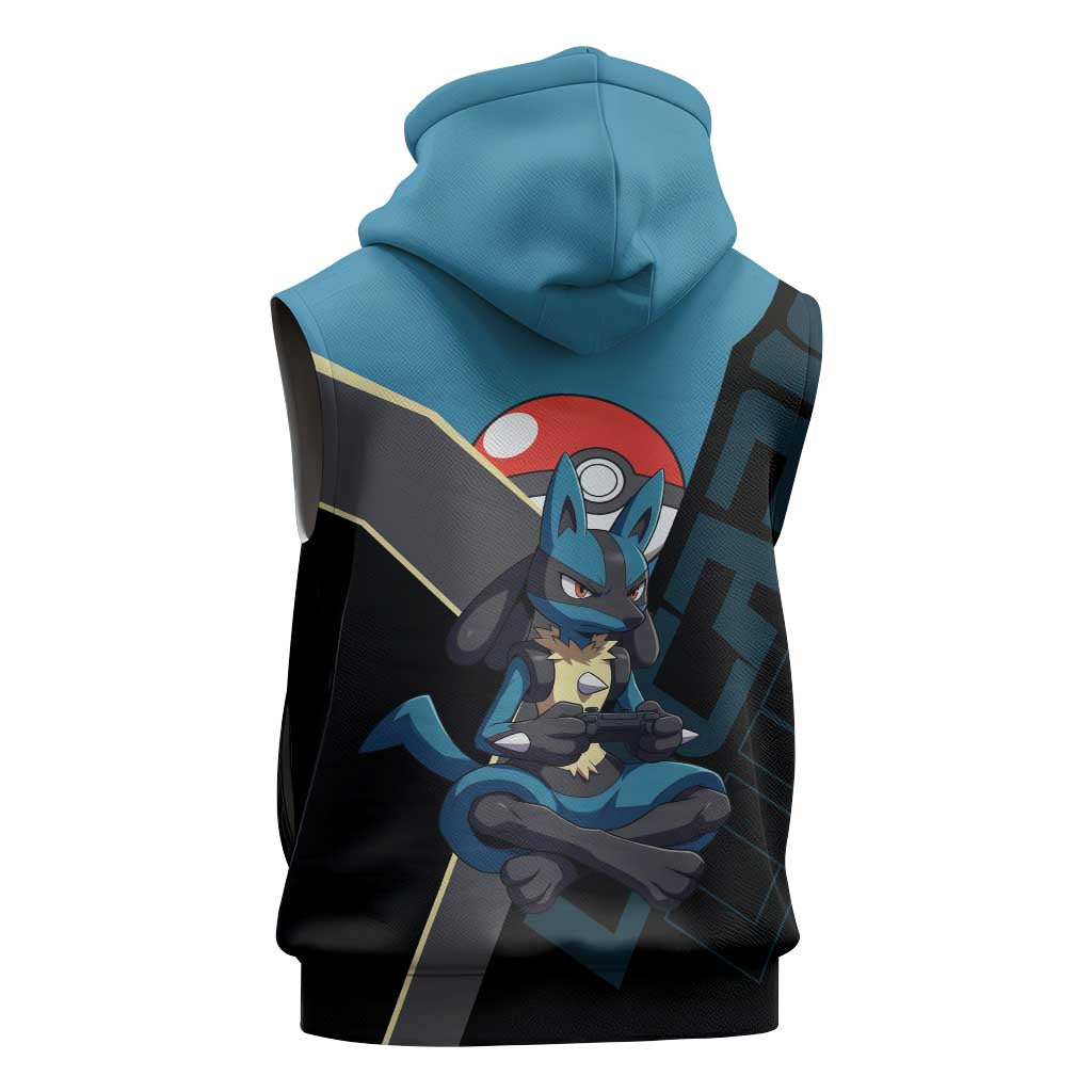Lucario Poké Sleeveless Hoodie Edgy Retro Anime Style