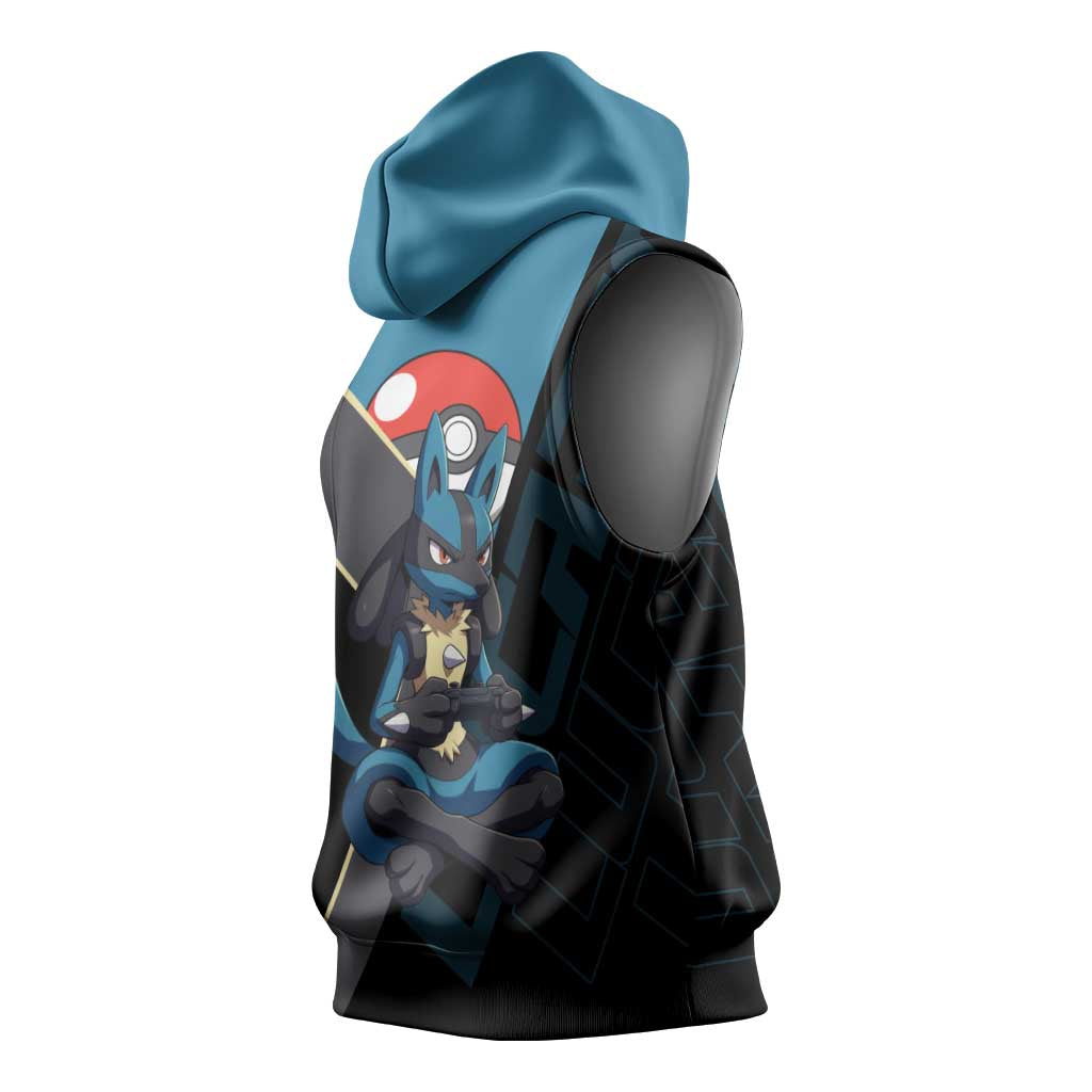Lucario Poké Sleeveless Hoodie Edgy Retro Anime Style
