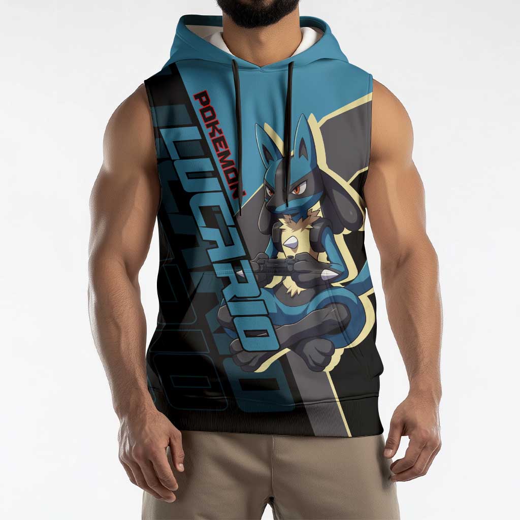 Lucario Poké Sleeveless Hoodie Edgy Retro Anime Style