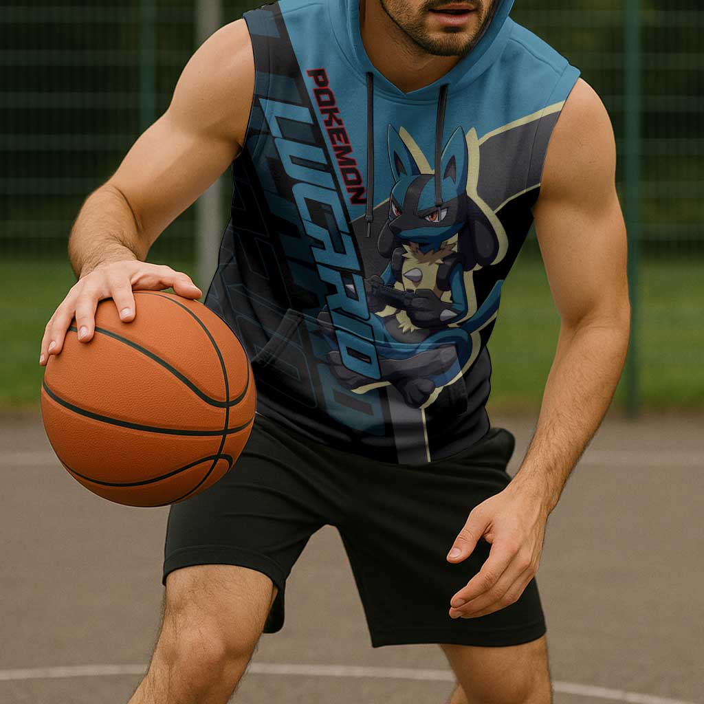 Lucario Poké Sleeveless Hoodie Edgy Retro Anime Style