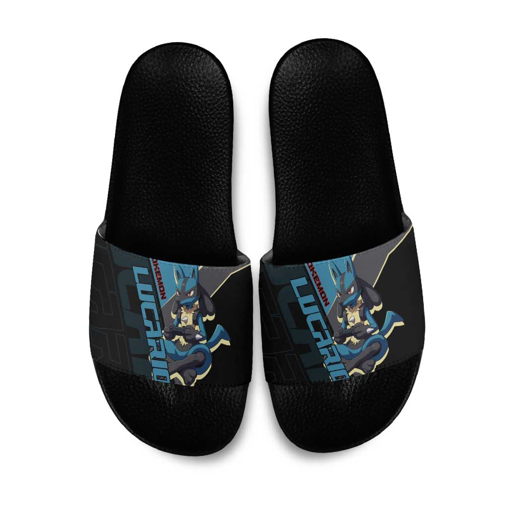 Lucario Poké Slide Sandals Edgy Retro Anime Style