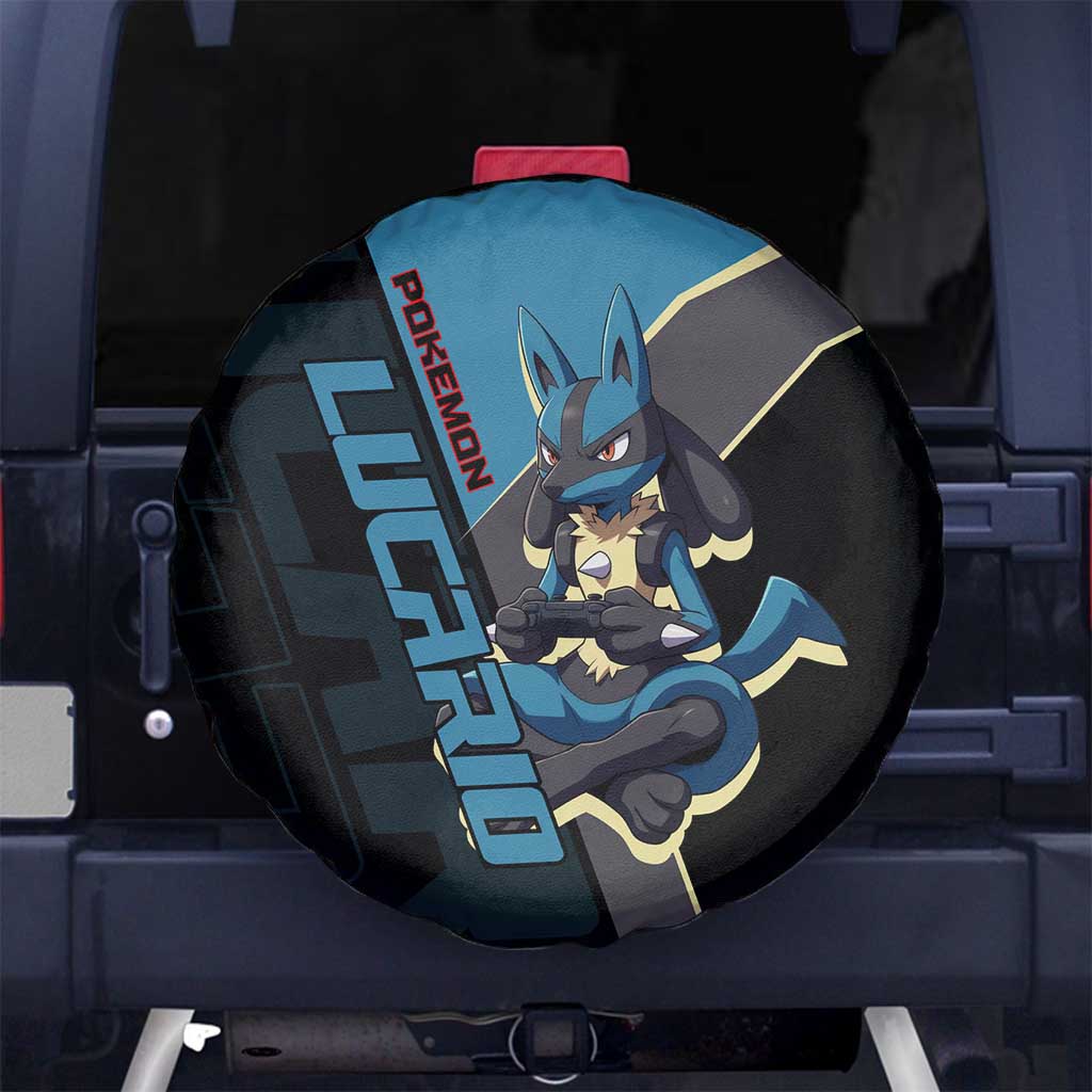Lucario Poké Spare Tire Cover Edgy Retro Anime Style
