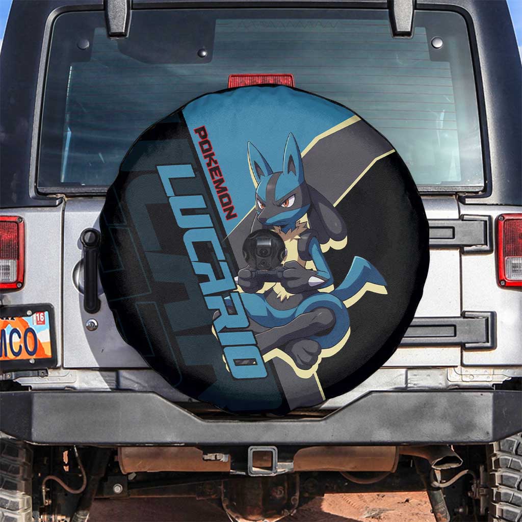 Lucario Poké Spare Tire Cover Edgy Retro Anime Style