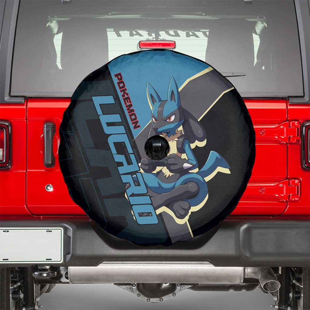Lucario Poké Spare Tire Cover Edgy Retro Anime Style