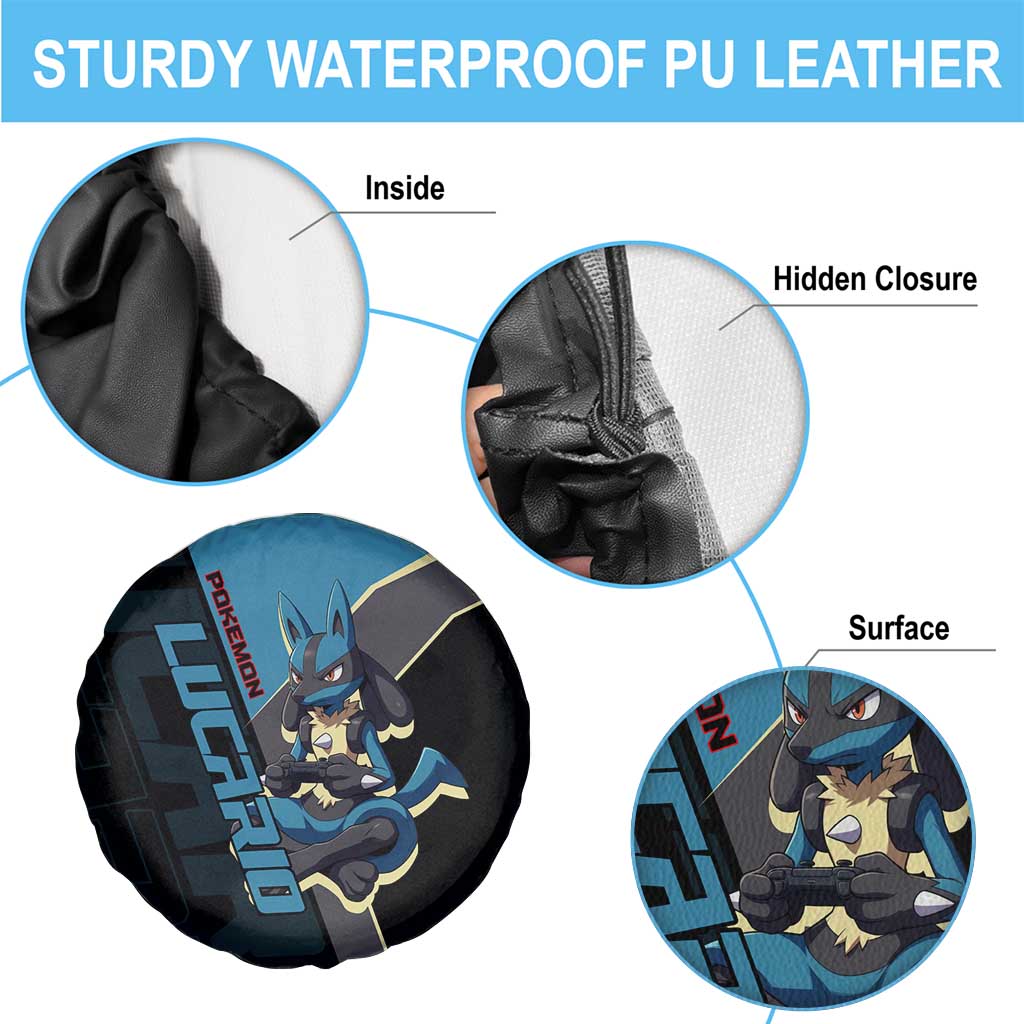 Lucario Poké Spare Tire Cover Edgy Retro Anime Style