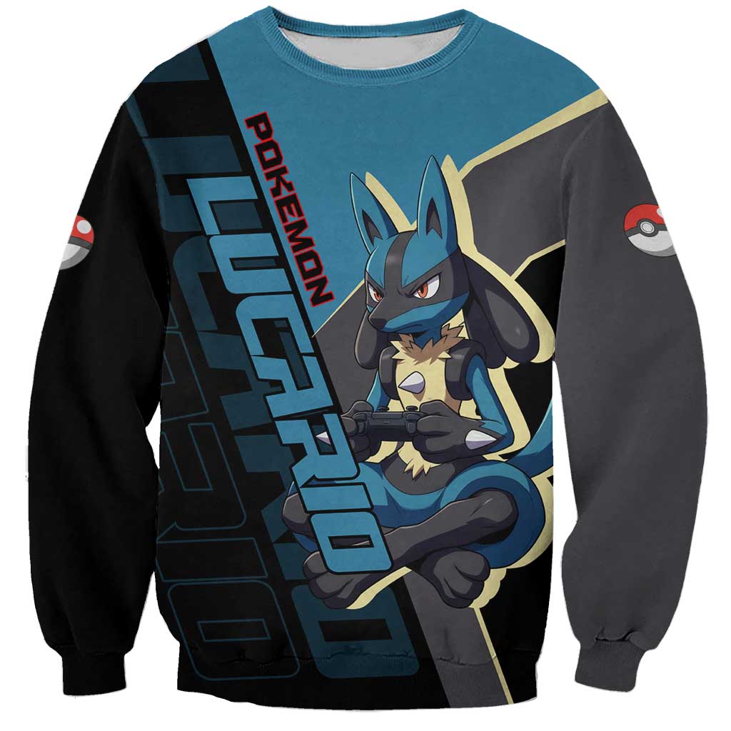 Lucario Poké Sweatshirt Edgy Retro Anime Style