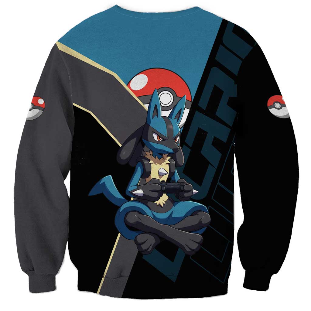 Lucario Poké Sweatshirt Edgy Retro Anime Style