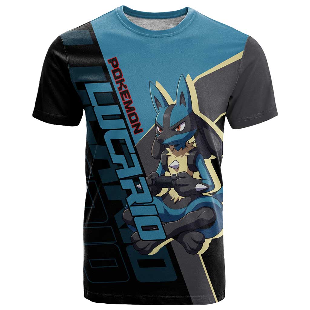 Lucario Poké T Shirt Edgy Retro Anime Style