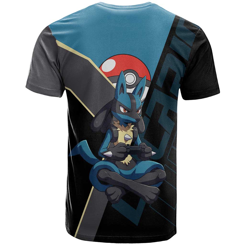 Lucario Poké T Shirt Edgy Retro Anime Style
