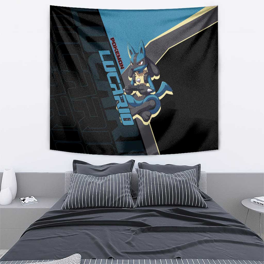Lucario Poké Tapestry Edgy Retro Anime Style