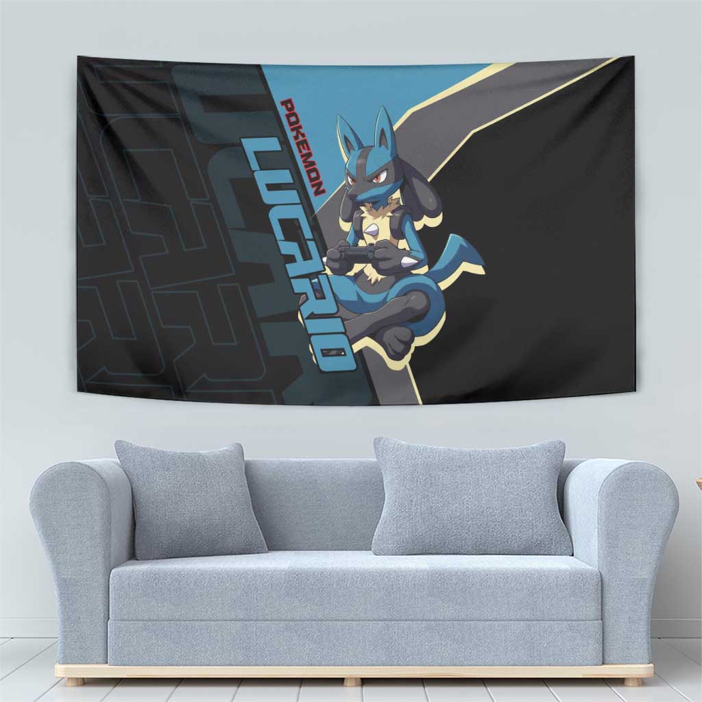 Lucario Poké Tapestry Edgy Retro Anime Style