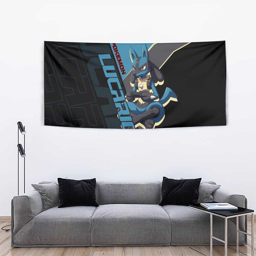 Lucario Poké Tapestry Edgy Retro Anime Style
