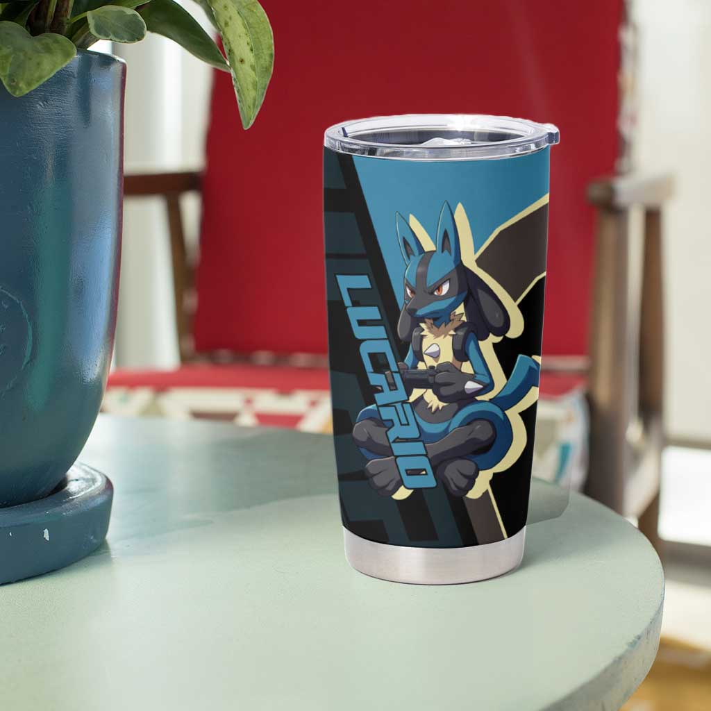 Lucario Poké Tumbler Cup Edgy Retro Anime Style