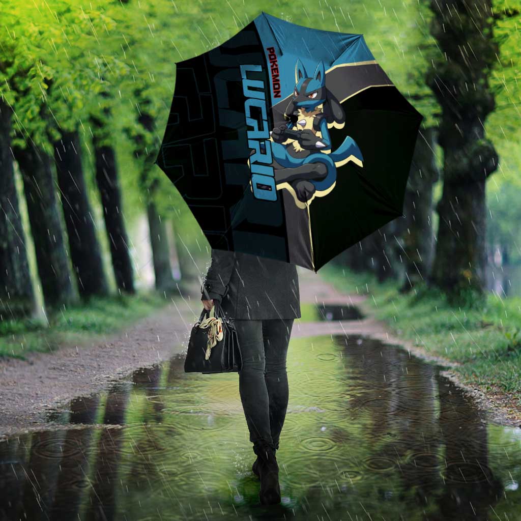 Lucario Poké Umbrella Edgy Retro Anime Style