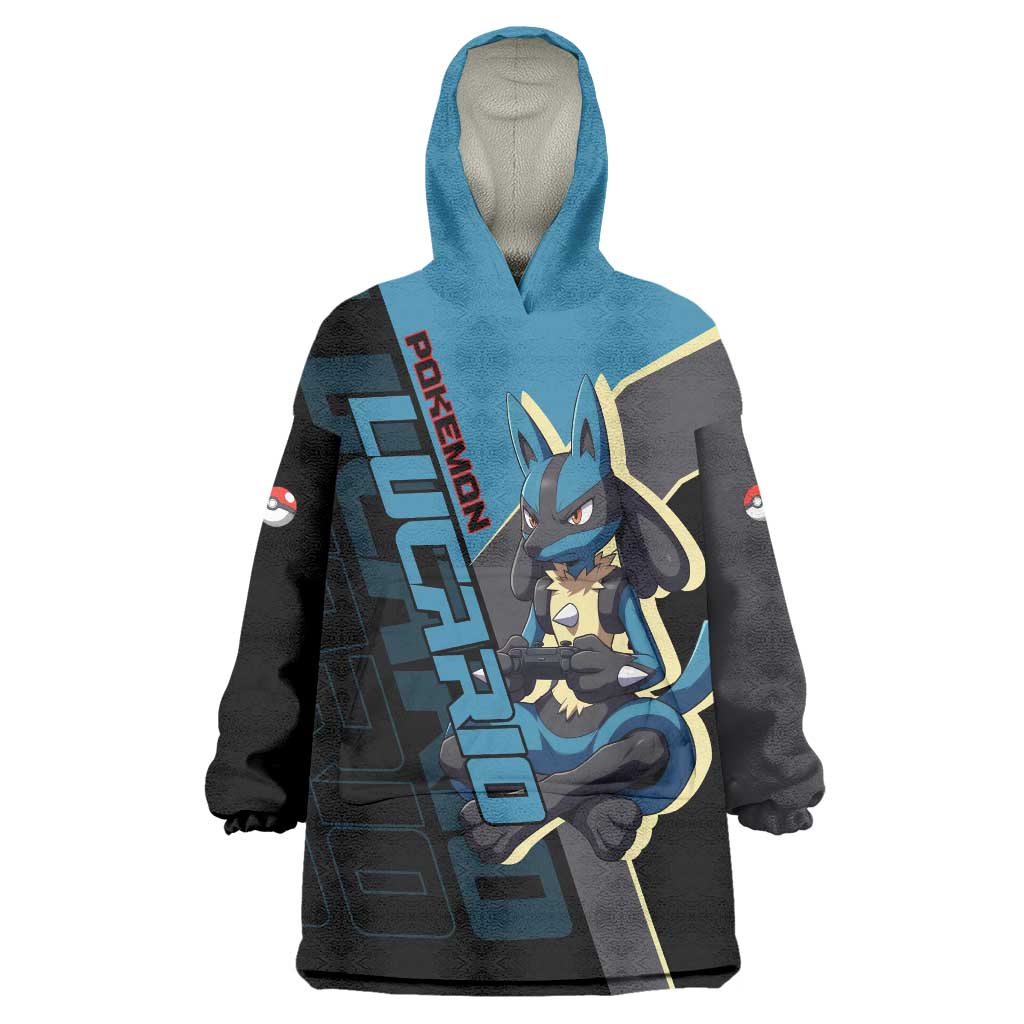 Lucario Poké Wearable Blanket Hoodie Edgy Retro Anime Style