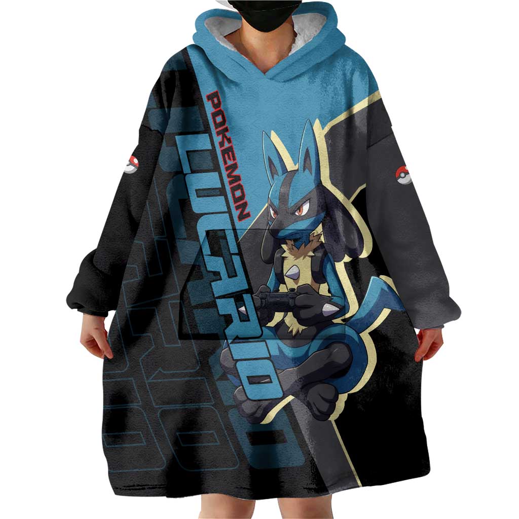 Lucario Poké Wearable Blanket Hoodie Edgy Retro Anime Style