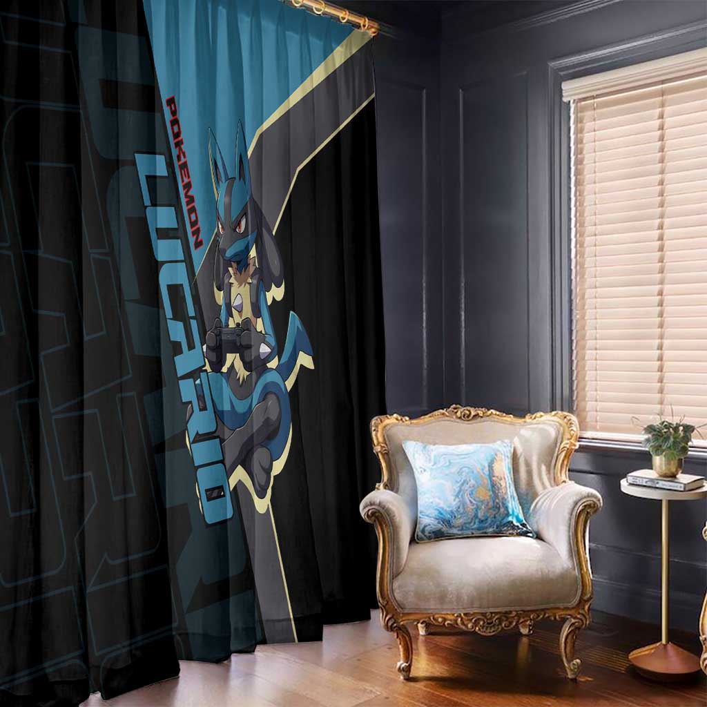 Lucario Poké Window Curtain Edgy Retro Anime Style