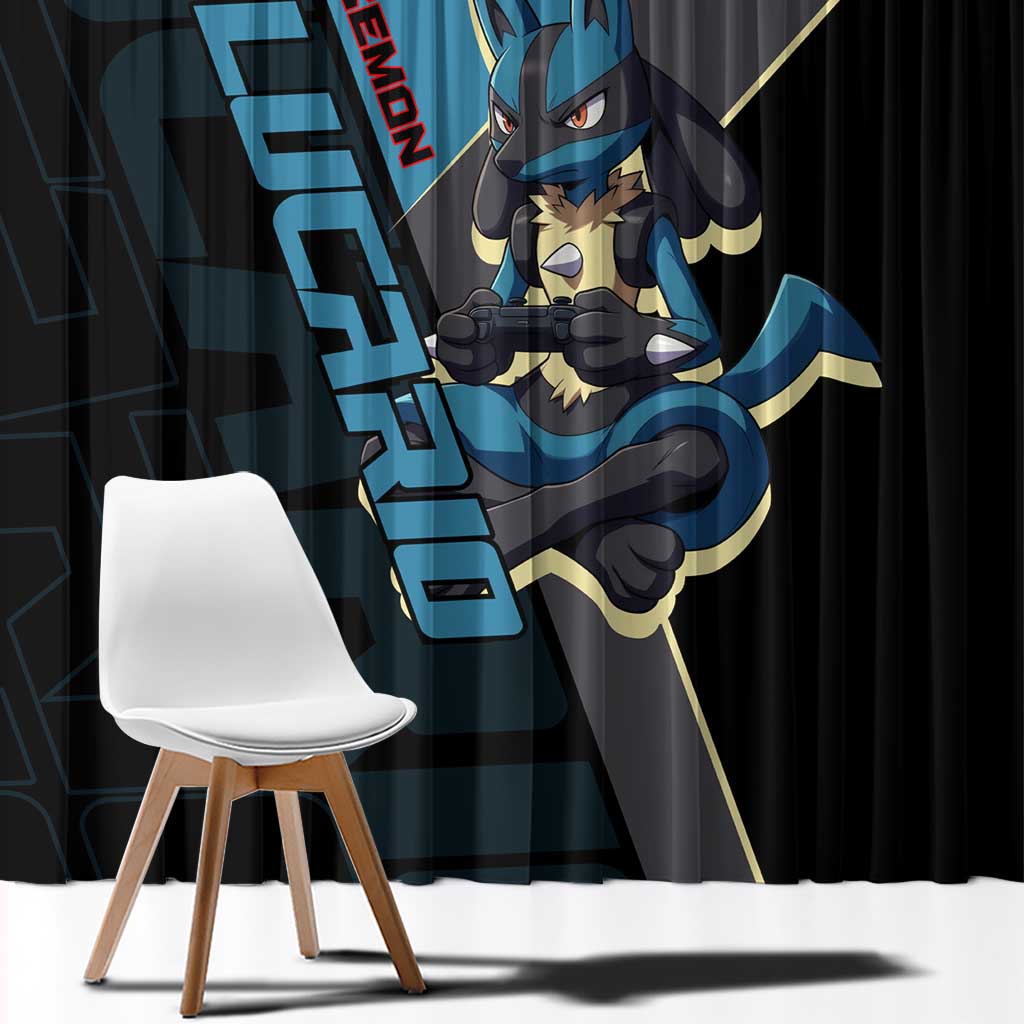 Lucario Poké Window Curtain Edgy Retro Anime Style