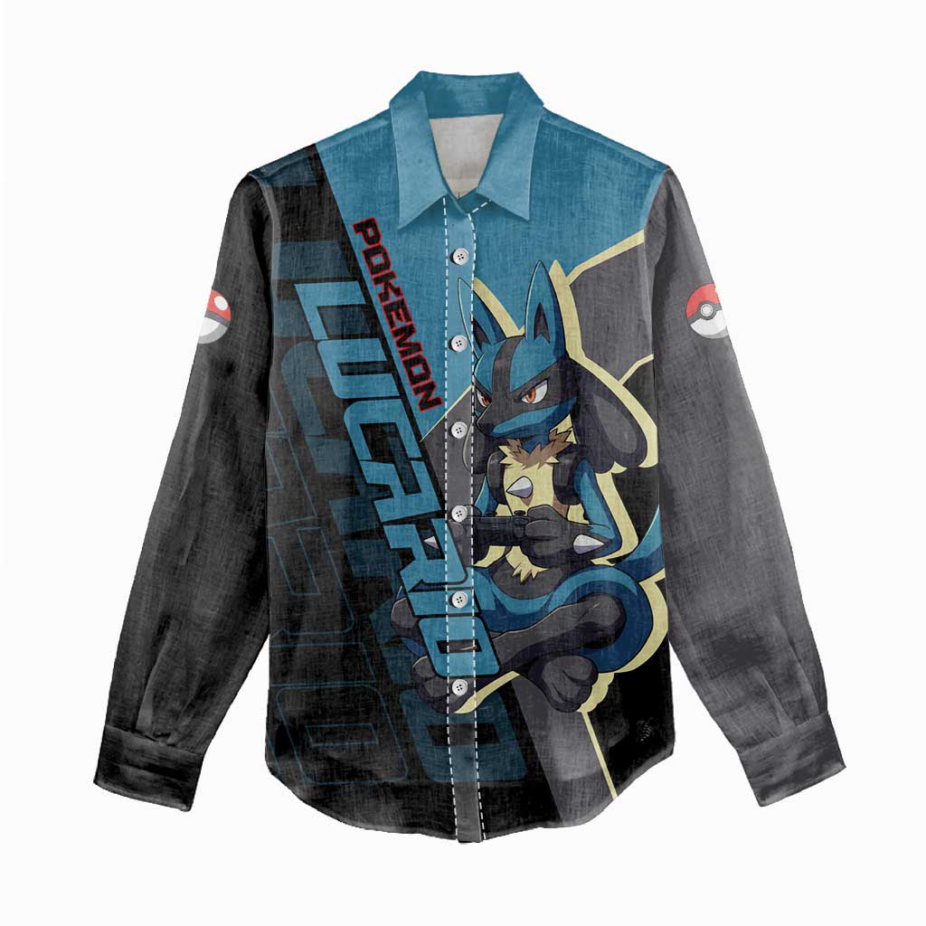 Lucario Poké Women Casual Shirt Edgy Retro Anime Style