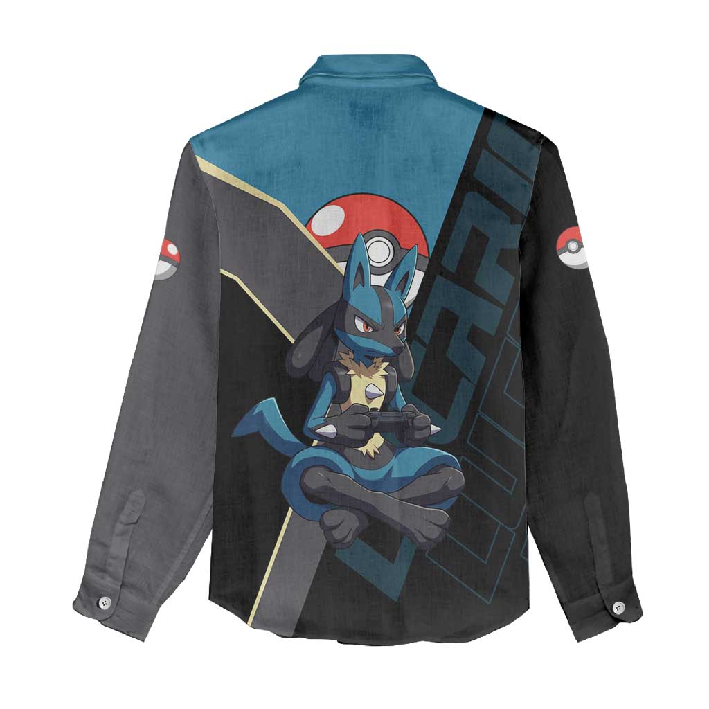 Lucario Poké Women Casual Shirt Edgy Retro Anime Style