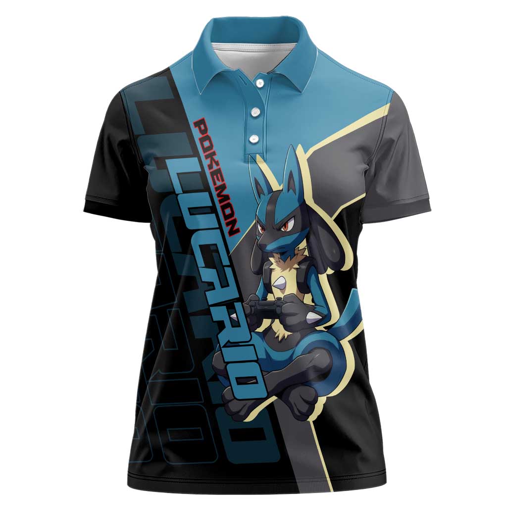 Lucario Poké Women Polo Shirt Edgy Retro Anime Style