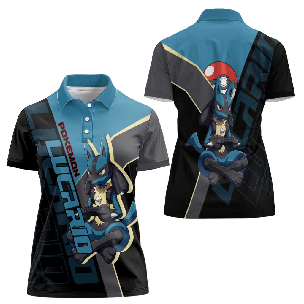 Lucario Poké Women Polo Shirt Edgy Retro Anime Style