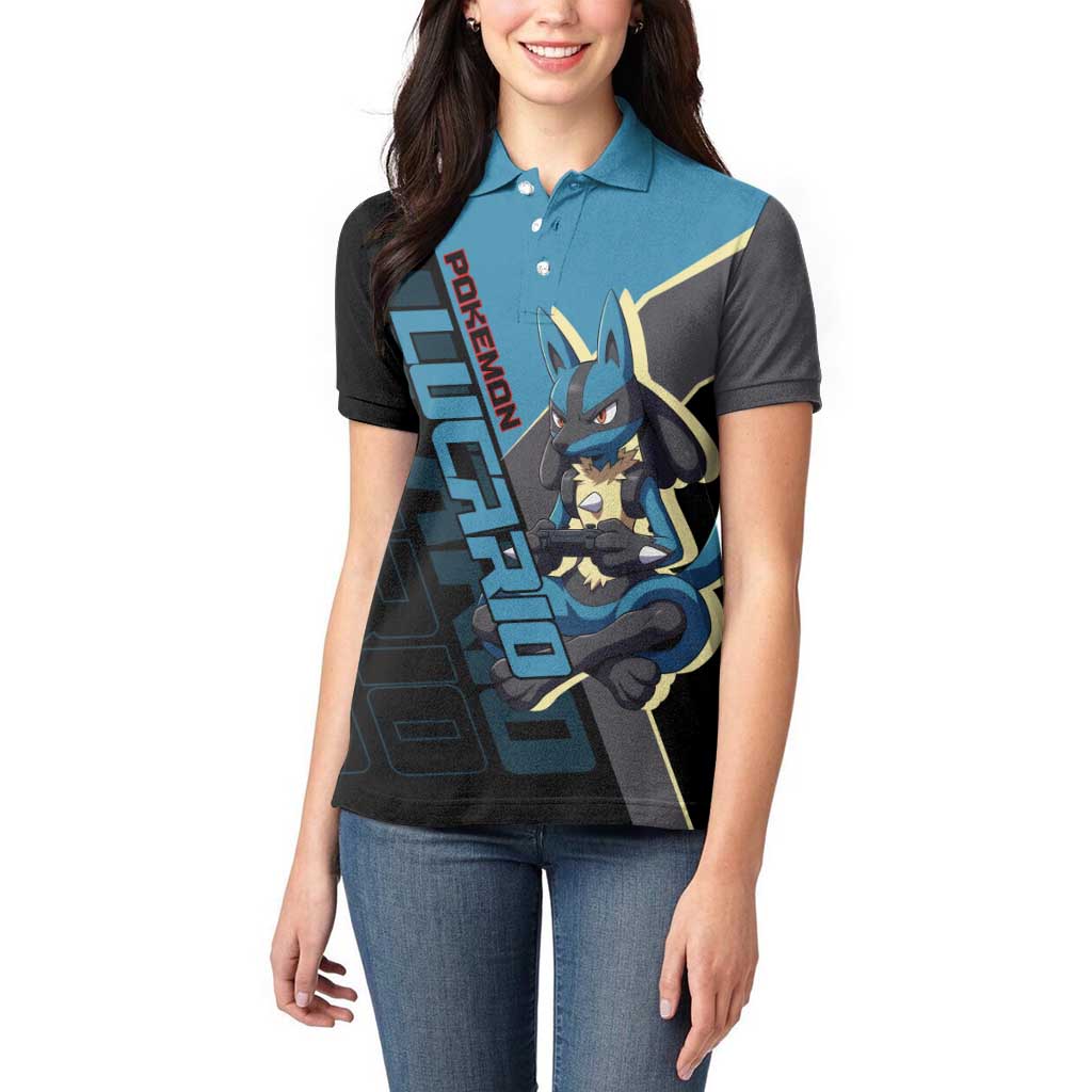Lucario Poké Women Polo Shirt Edgy Retro Anime Style