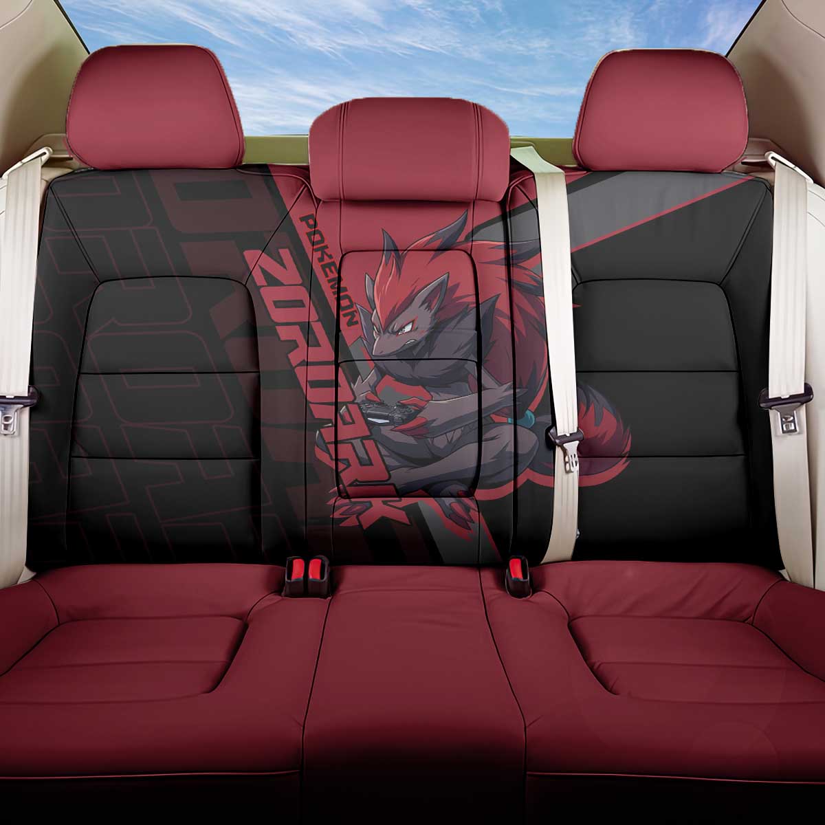 Zoroark Poké Back Car Seat Cover Dark Neon Anime Style