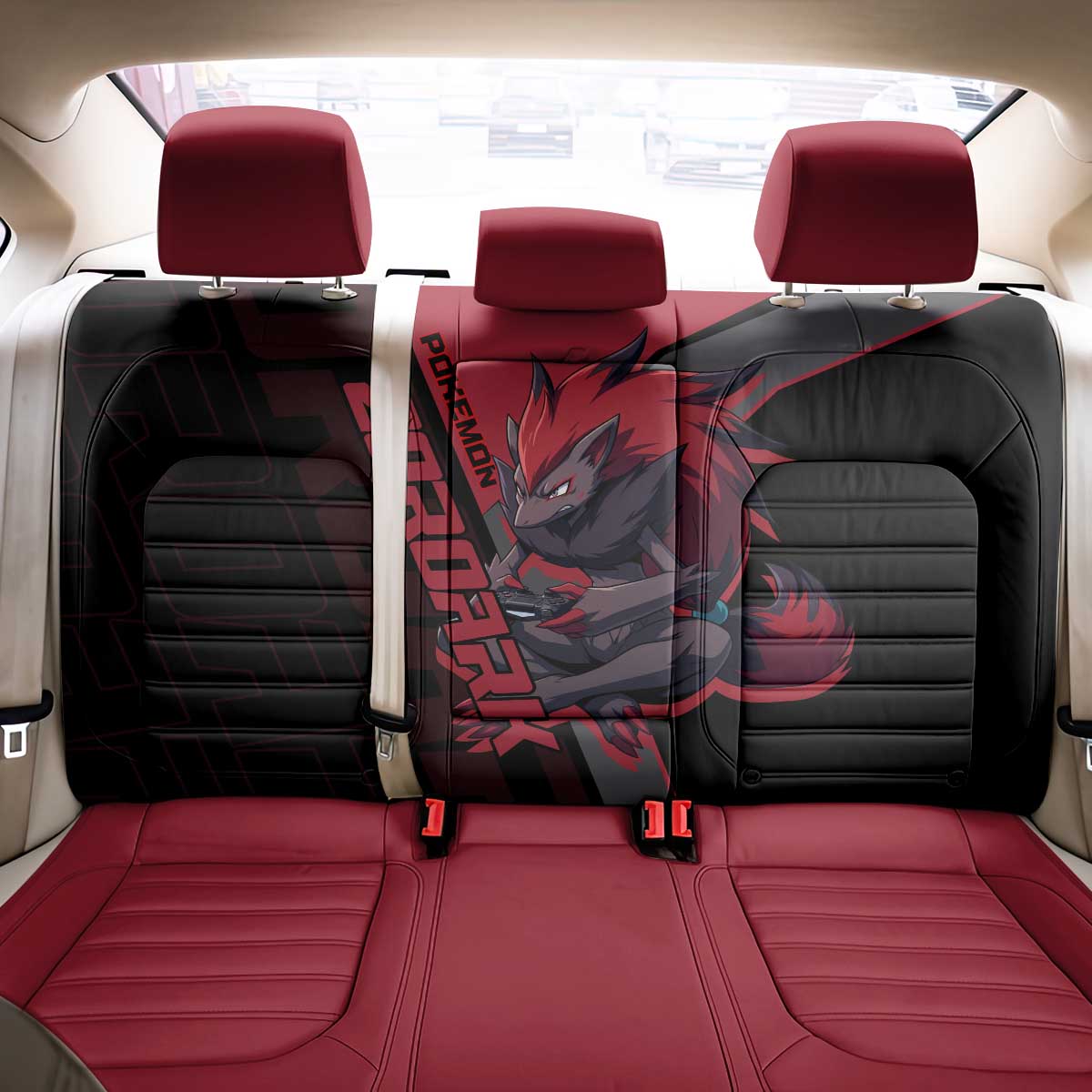 Zoroark Poké Back Car Seat Cover Dark Neon Anime Style