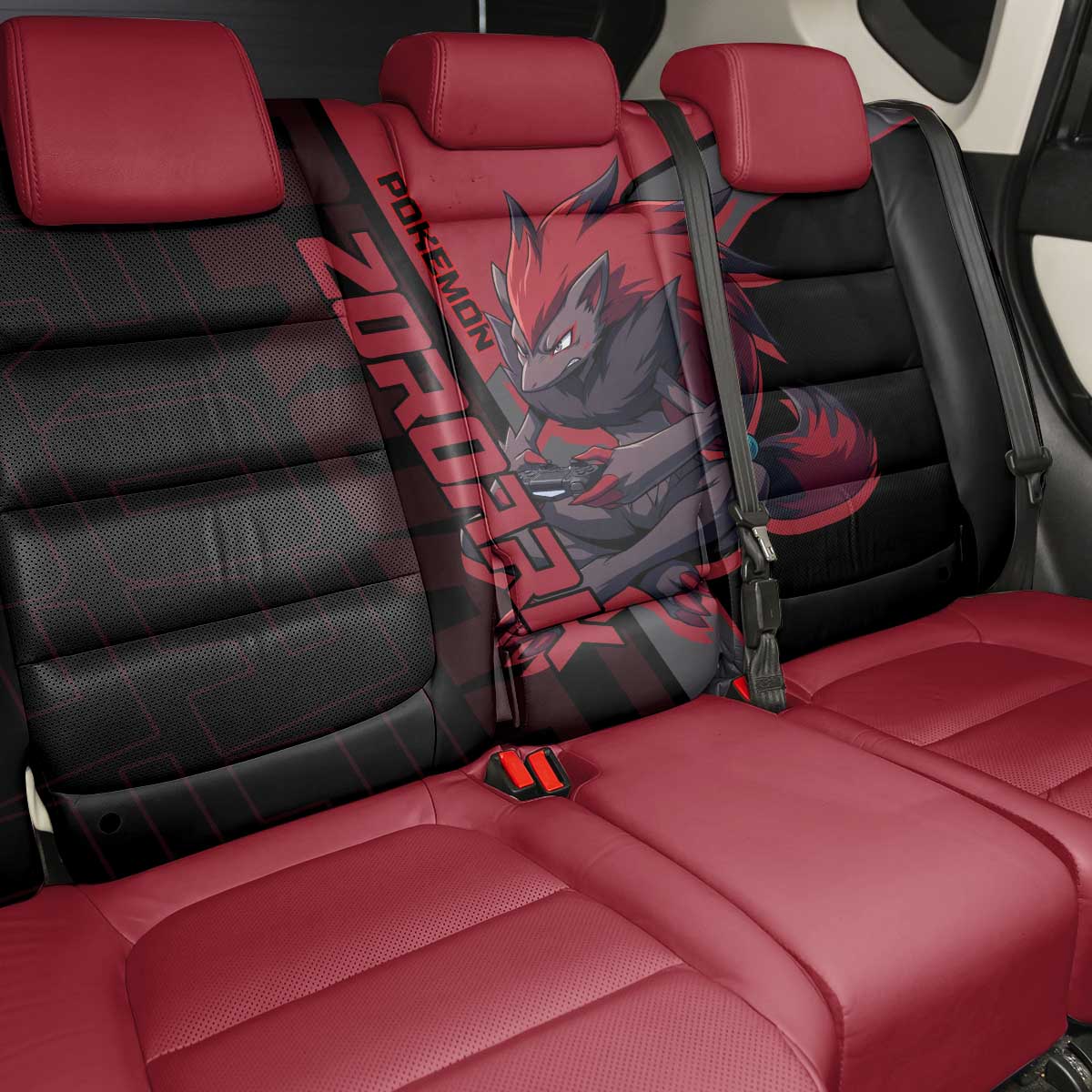 Zoroark Poké Back Car Seat Cover Dark Neon Anime Style