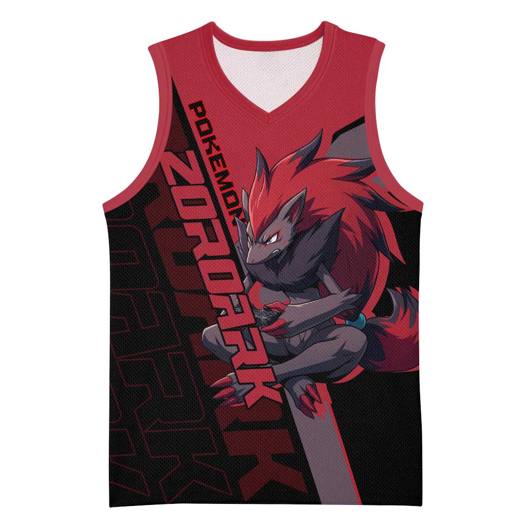 Zoroark Poké Basketball Jersey Dark Neon Anime Style