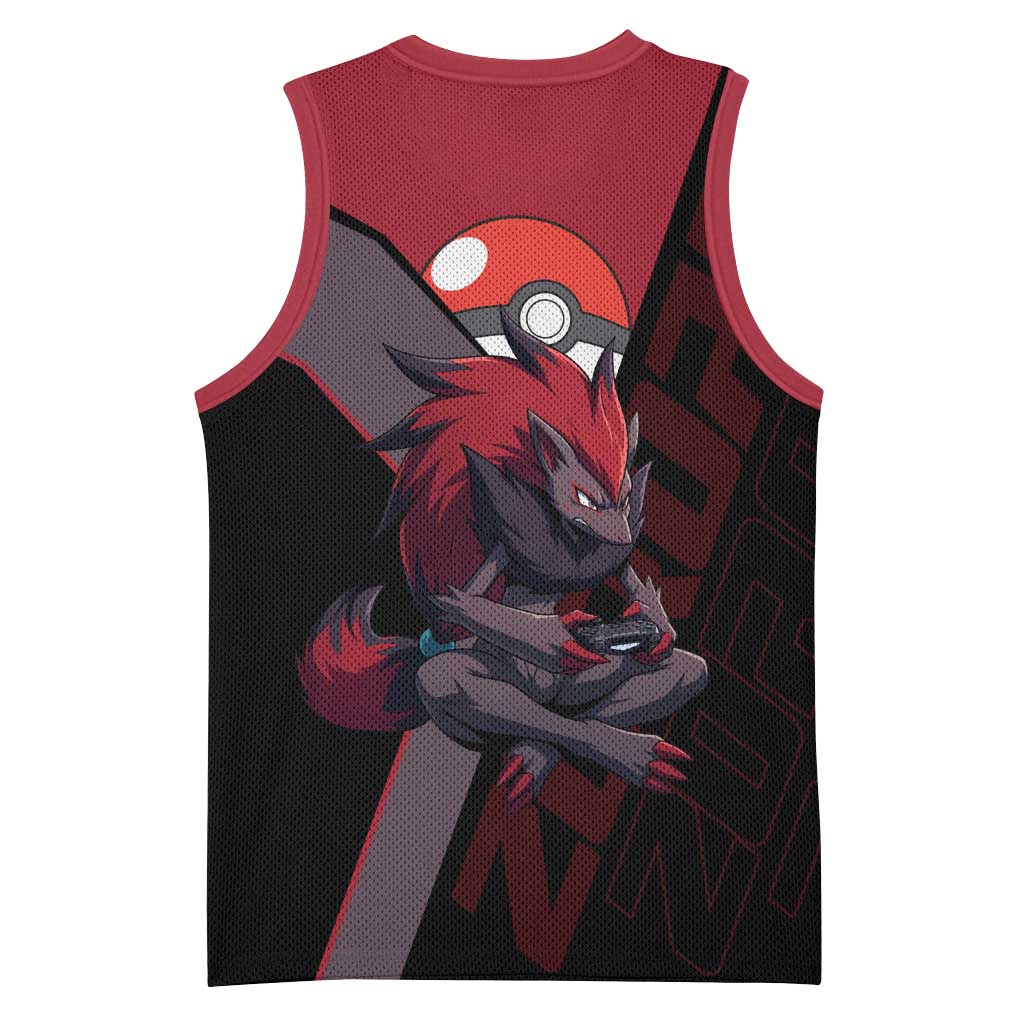 Zoroark Poké Basketball Jersey Dark Neon Anime Style