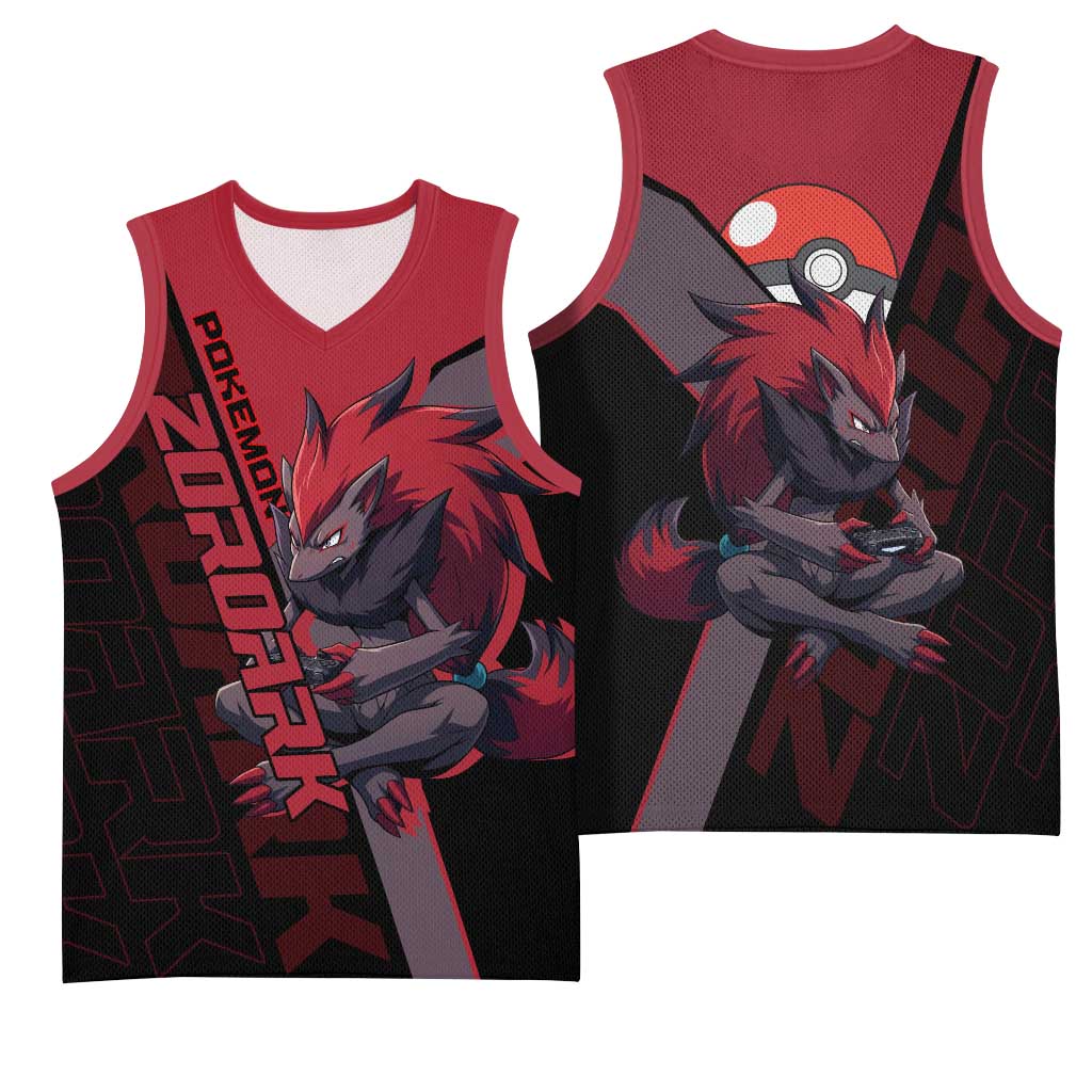 Zoroark Poké Basketball Jersey Dark Neon Anime Style