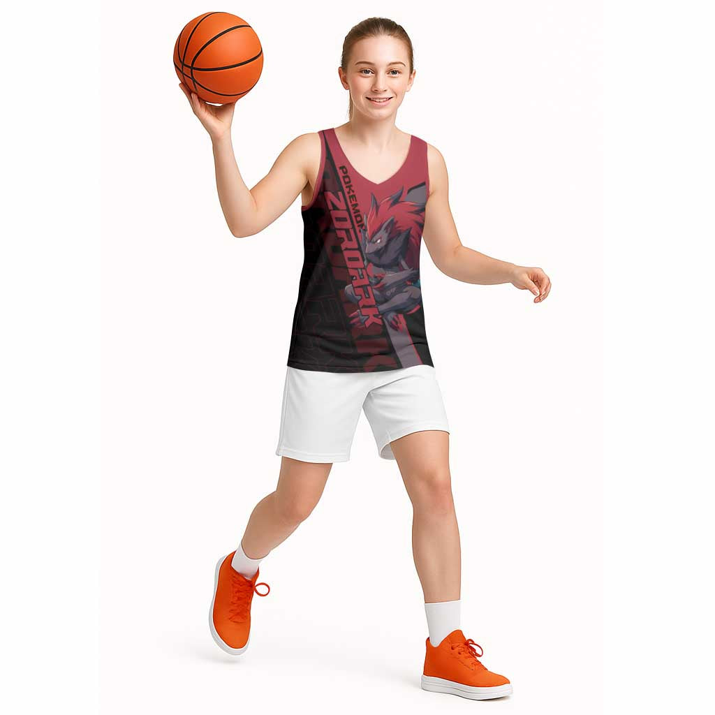 Zoroark Poké Basketball Jersey Dark Neon Anime Style