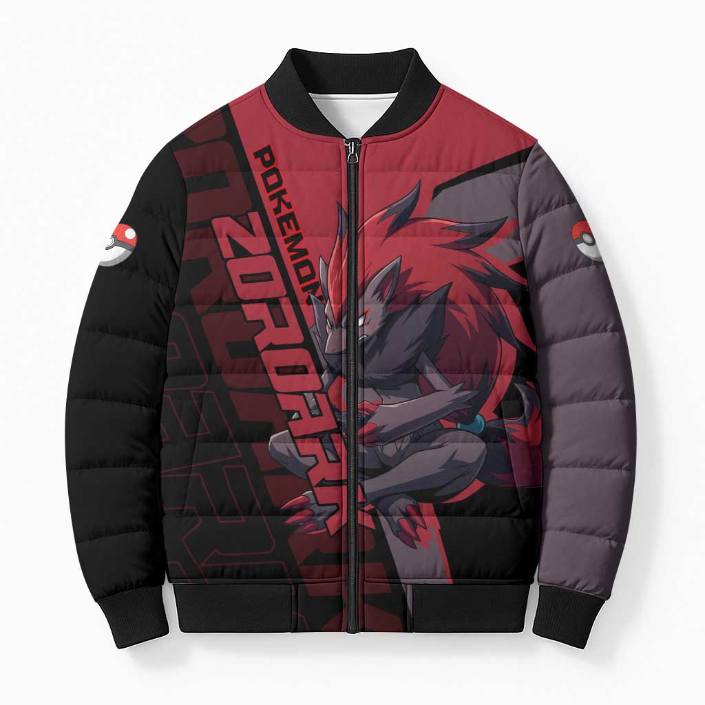 Zoroark Poké Bomber Puffer Jacket Dark Neon Anime Style