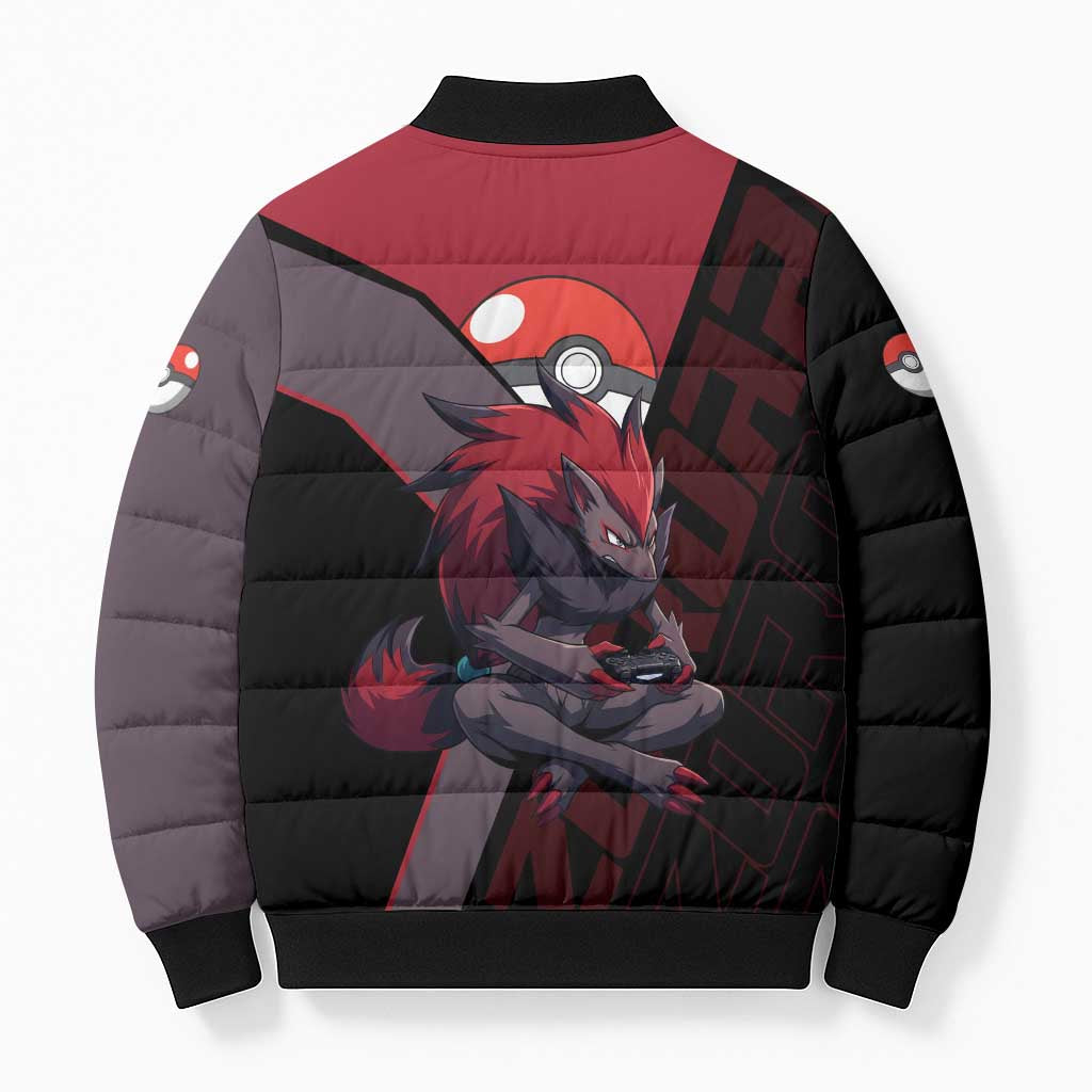 Zoroark Poké Bomber Puffer Jacket Dark Neon Anime Style