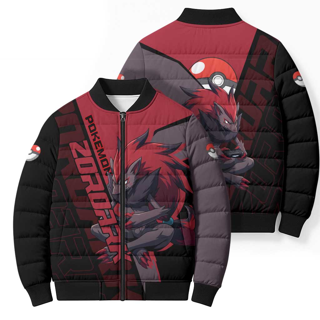 Zoroark Poké Bomber Puffer Jacket Dark Neon Anime Style