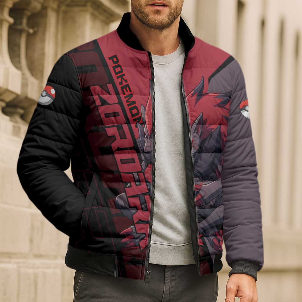 Zoroark Poké Bomber Puffer Jacket Dark Neon Anime Style